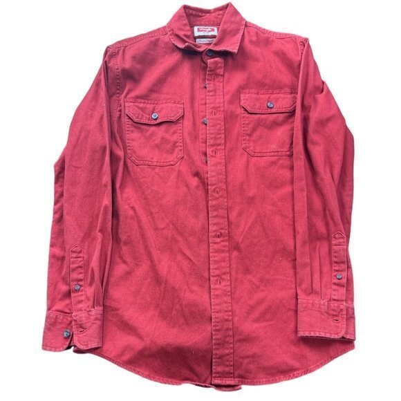 Wrangler Comfort Flex Shirt Red Long Sleeve Mens L‎ | D1 - Picture 1 of 7